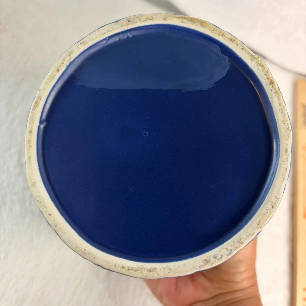 Cobalt Blue Ceramic Kitchen Canister Bamboo Lid 5